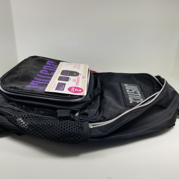 Justice reversible Sequin Backpack and Lunch Tote 2-Piece Black Purple Silver - Picture 6 of 12